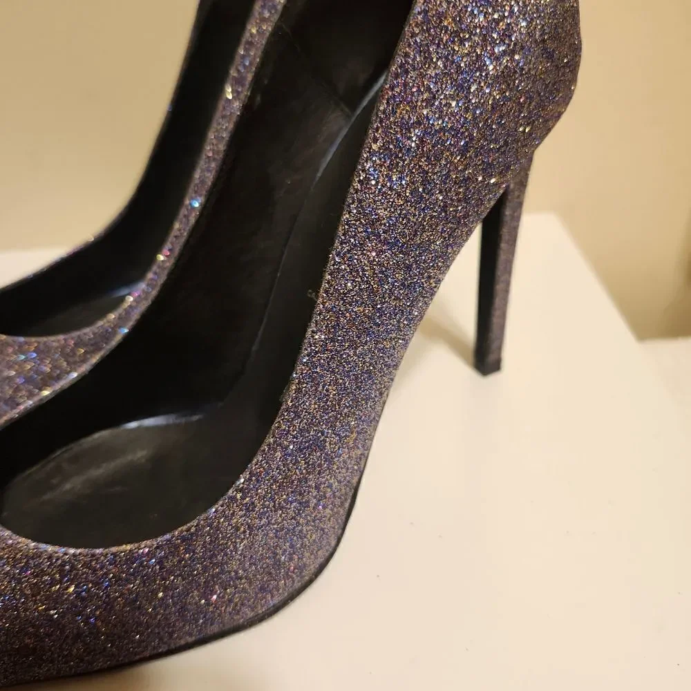 Jeffrey Campbell Purple Glitter Stiletto Pumps sz.9 Ret. $179 Worn once!